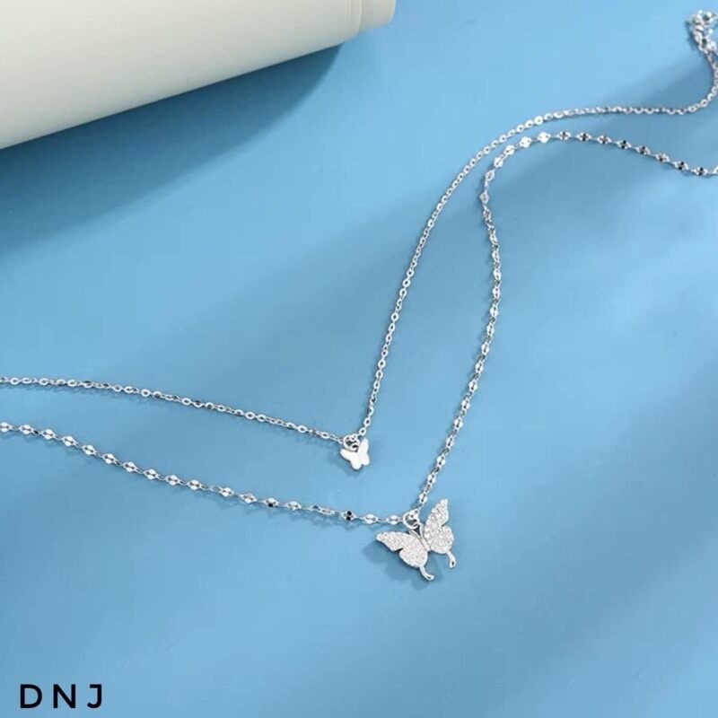 Dây chuyền bạc ý 2 dây bướm xinh