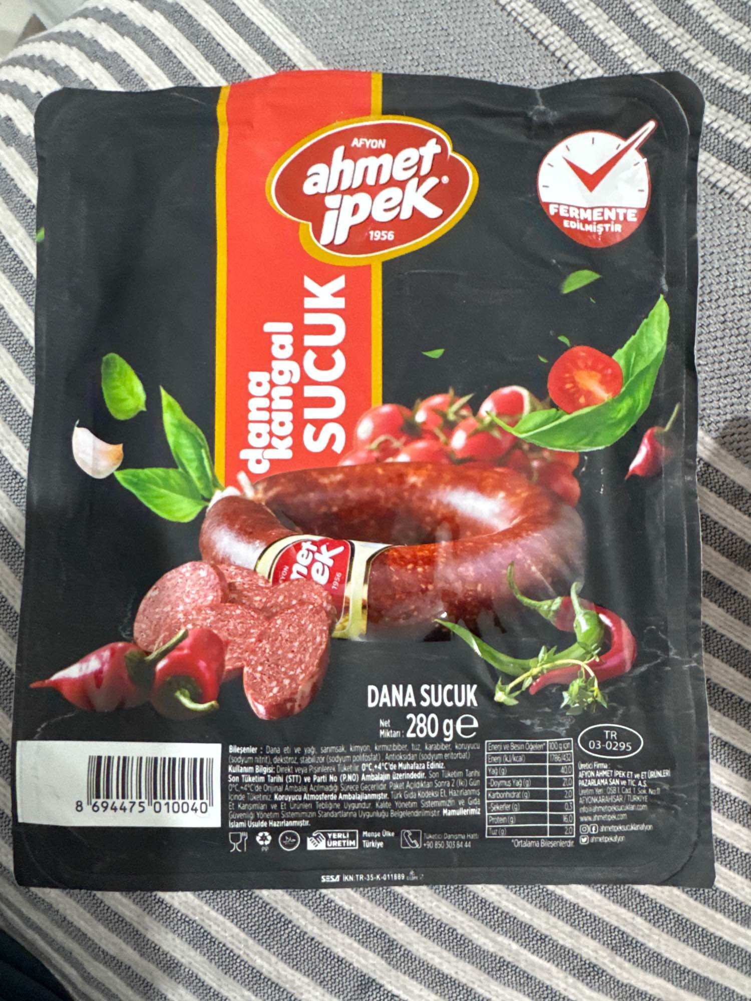 Turkish Salami Sucuk - Sucjuk Naturel 280 Gr 100% Halal