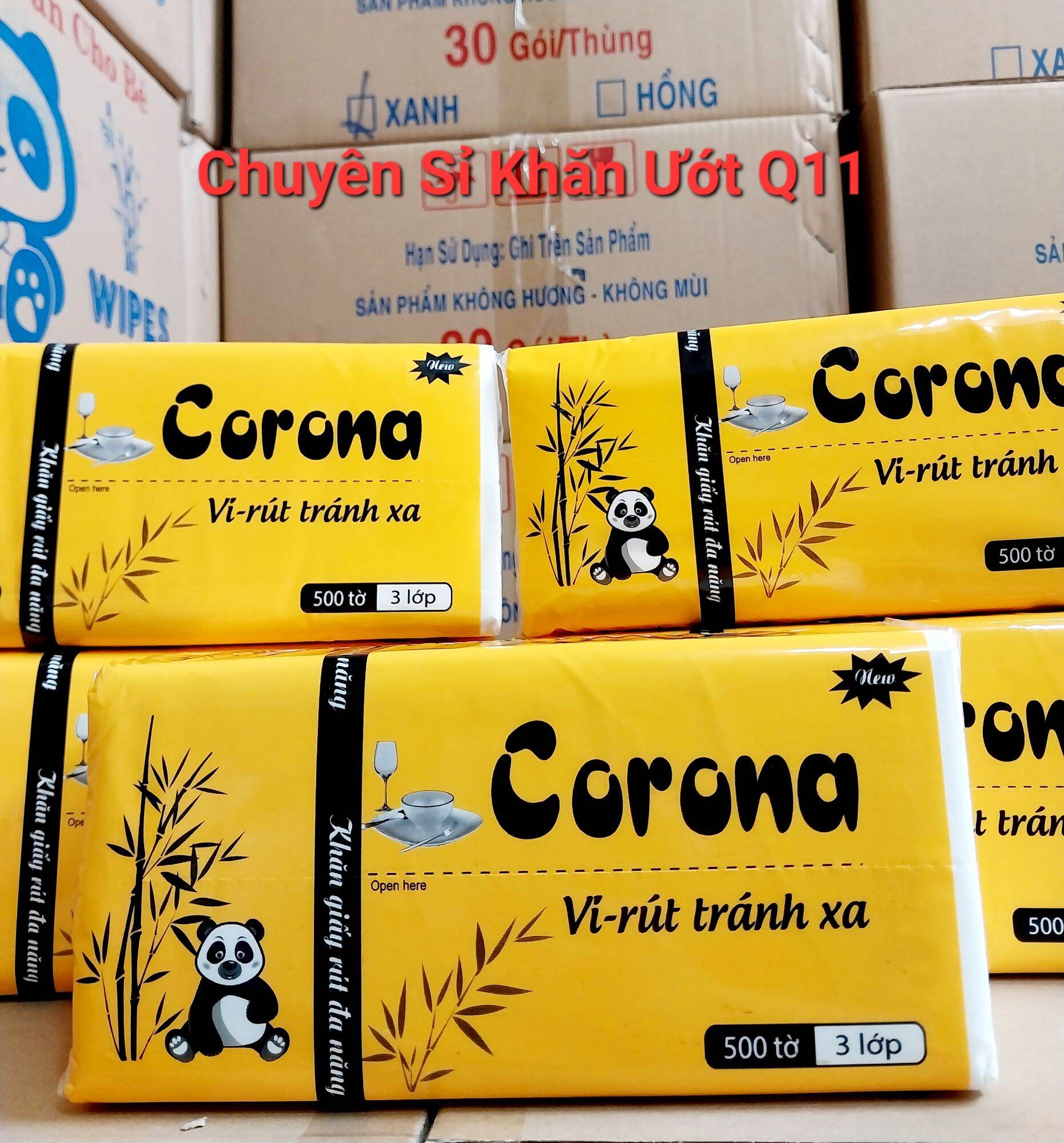 [ LỐC 5 GÓI ] Khăn Giấy Rút CORONA 500 Tờ 3 Lớp Gói Lớn