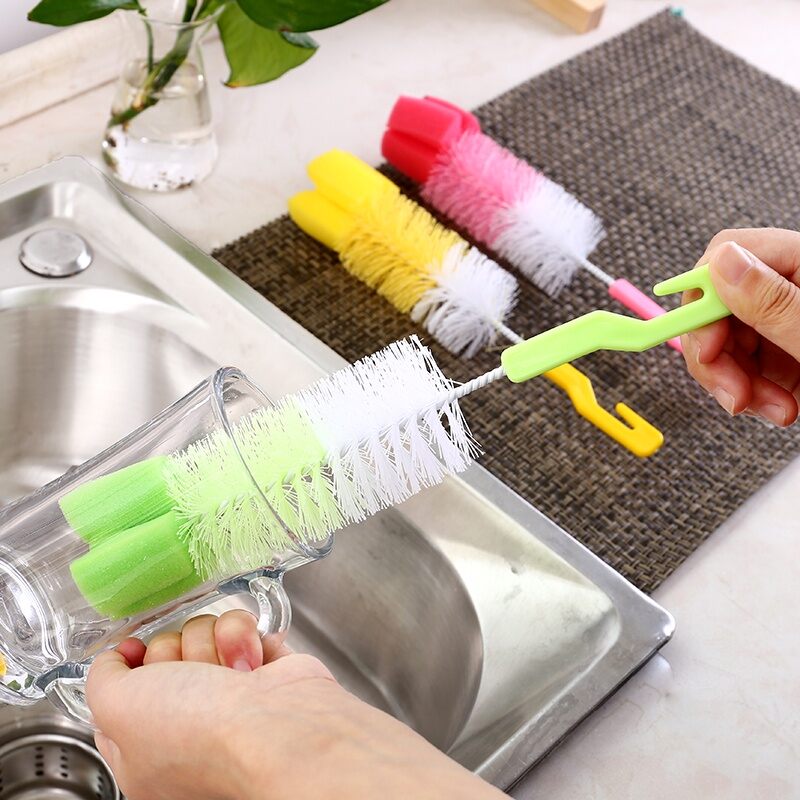 Bộ 2 cọ rửa bình sữa dụng cụ cọ cốc sợi cước siêu sạch ( cọ 2 chi tiết )