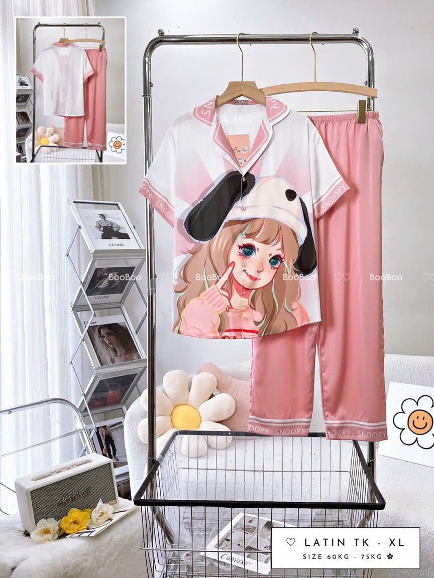 (Bigsize - Tay Ngắn Quần Dài) - Pijama BooBoo Lụa Latin Thiết kế Cao Cấp 60-75kg
