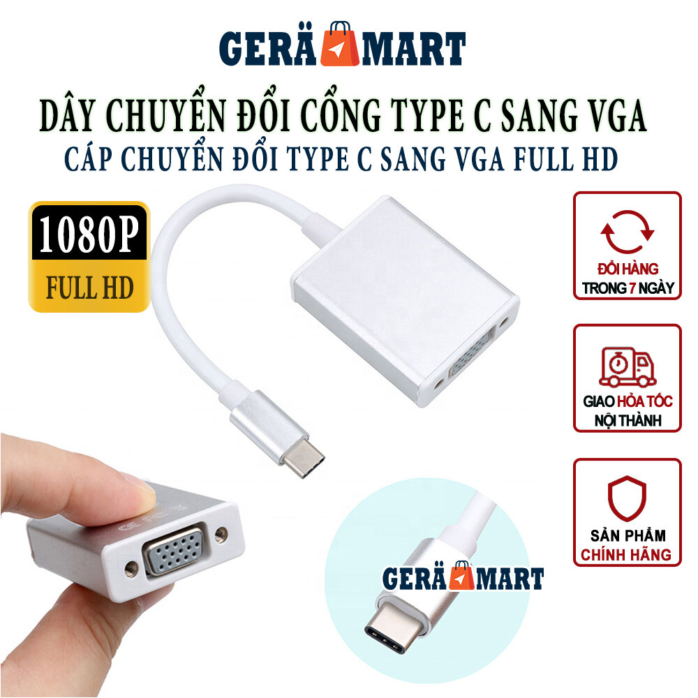 Cáp chuyển usb type c sang vga full hd 1920x1080 - cáp chuyển usb type c - thunderbolt 3 sang vga 1080p