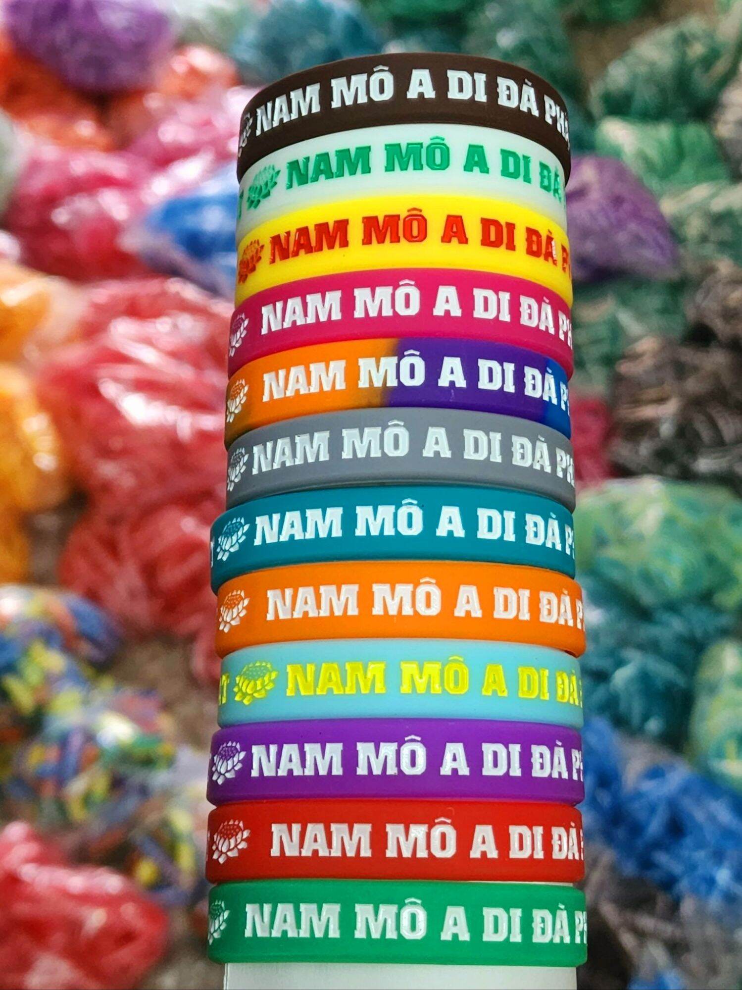 Combo 10 vòng tay cao su nam mô a di đà phật