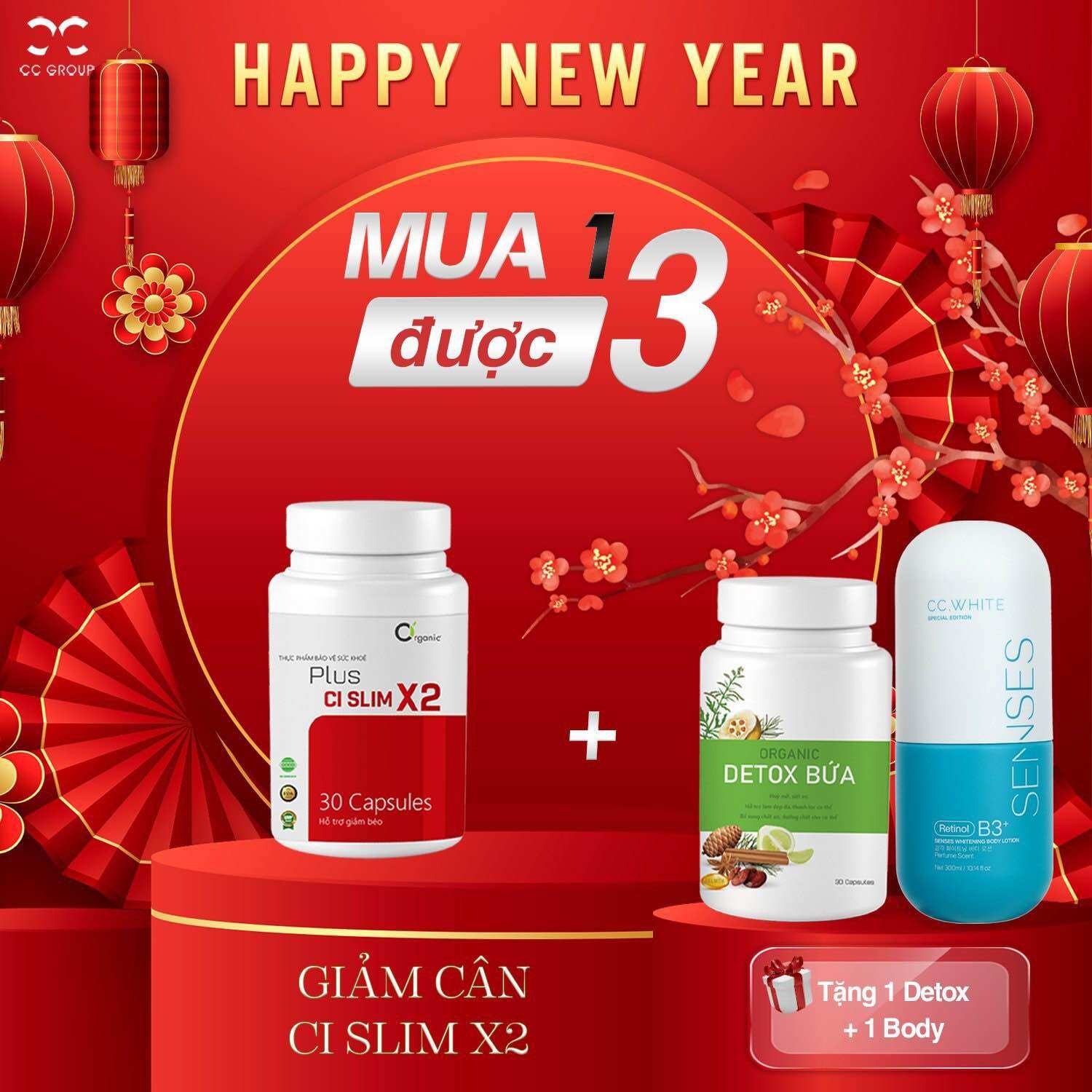 Giảm cân ci slim x2 tặng kèm detox bứa thải mỡ