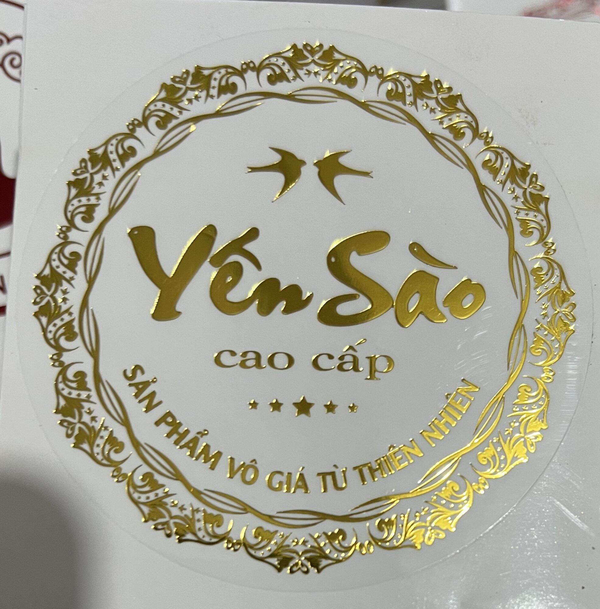 Tem kim trong dán hộp nhựa hoa mai yến sào