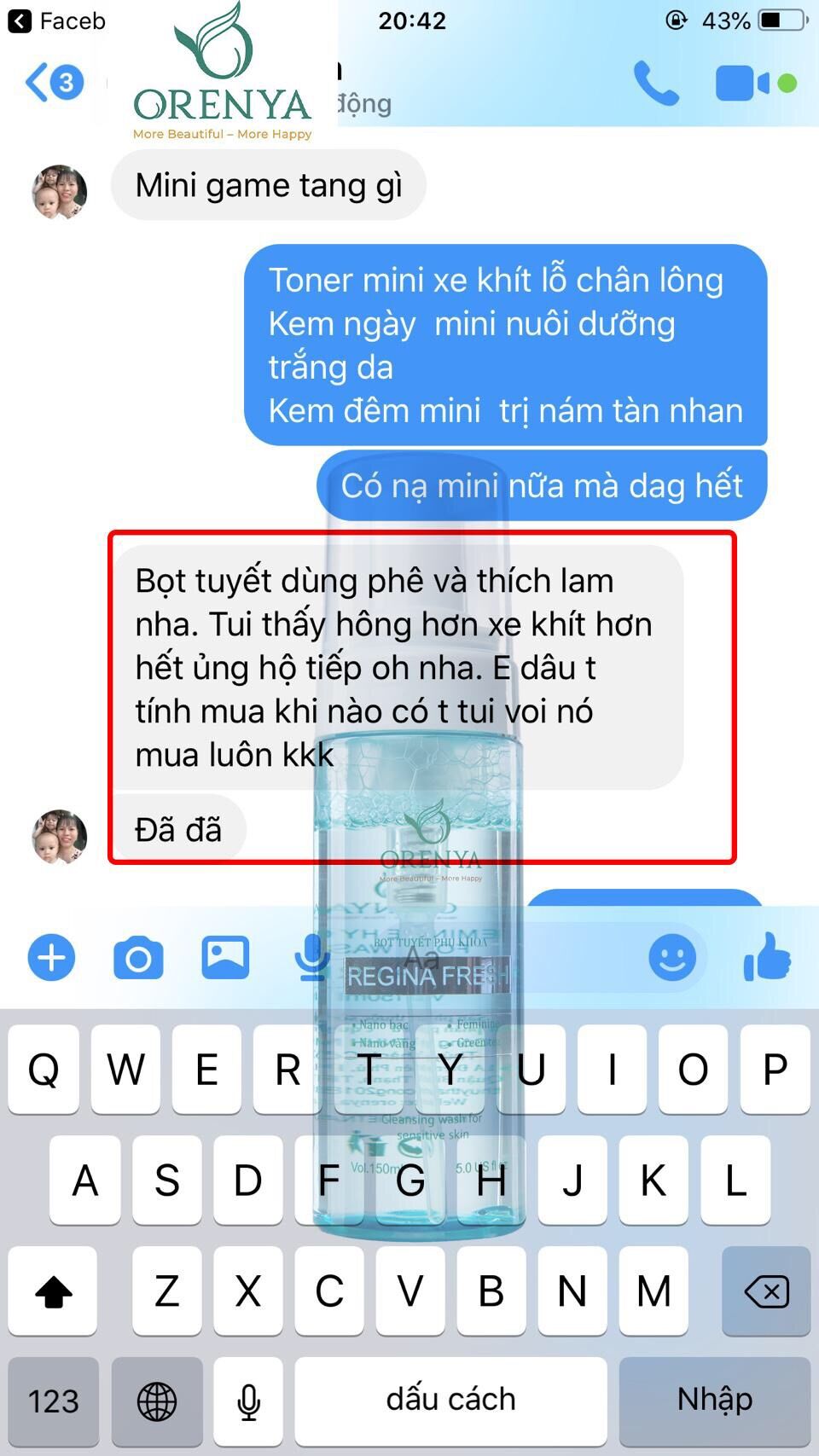 Bọt Tuyết Phụ Khoa Orenya 150ml