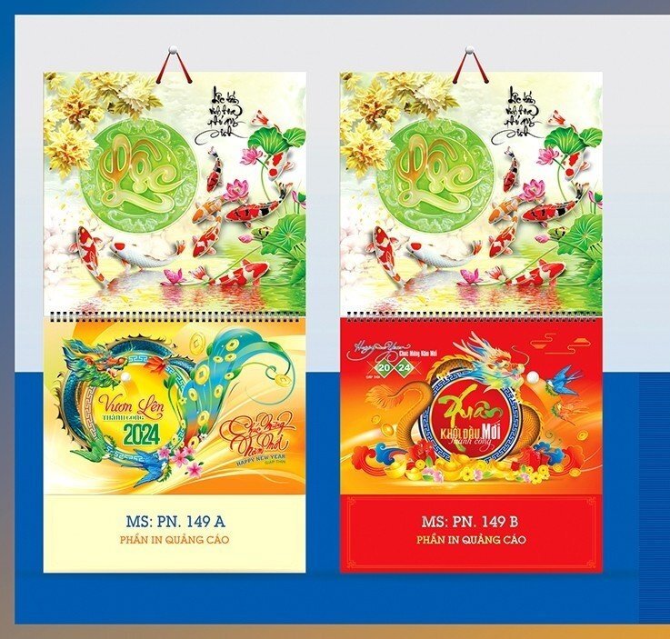 Lịch treo tường lò xo giữa bộ số 2024 ngẫu nhiên