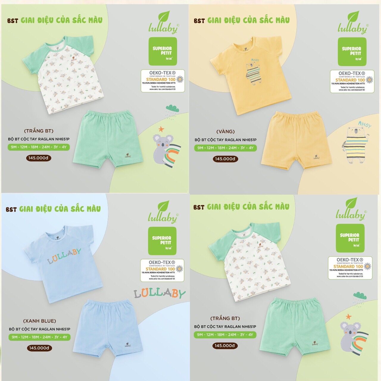 Bộ quần áo cộc tay raglan - lullaby nh651p