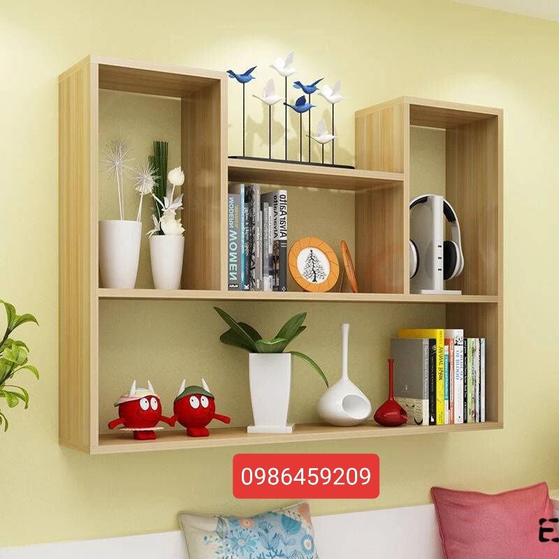 Kệ sách chữ u decor treo tường,giá sách trang trí phòng ngủ,quán ăn