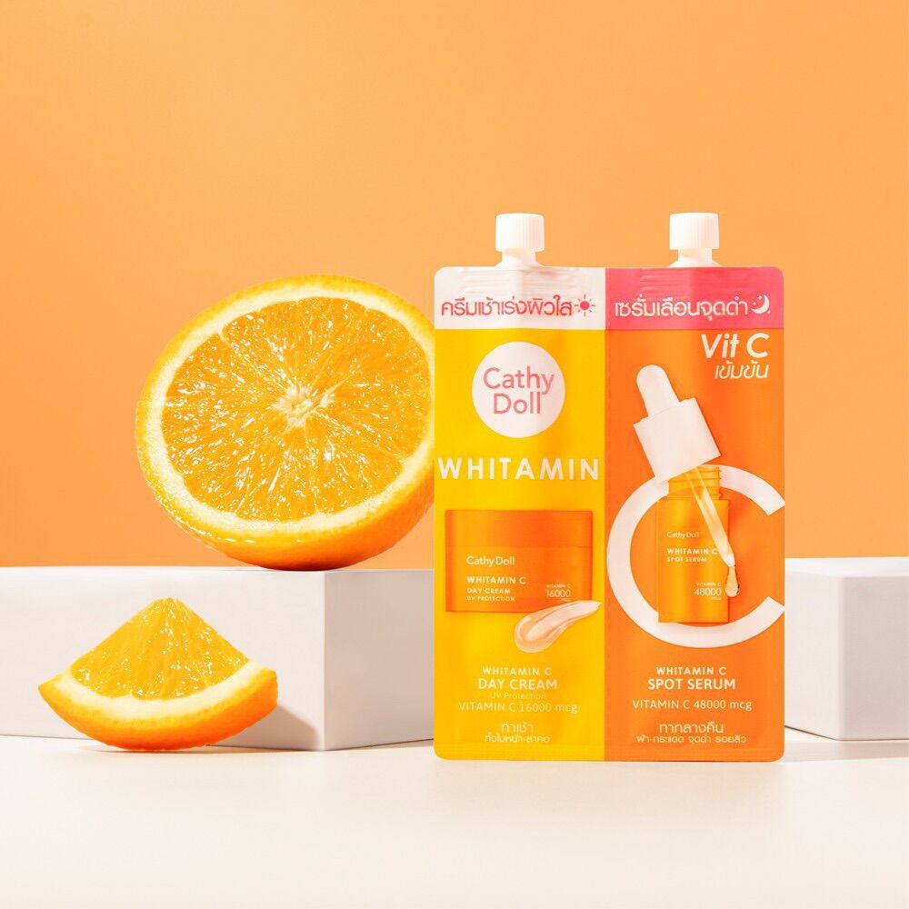 Serum + kem dưỡng cathy doll 2 trong 1 whitamin c spot vit c 6ml + 6ml dạng gói