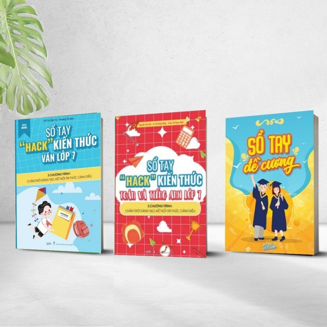 Combo 3 cuốn combo 2 cuốn sổ tay hack kiến thức toán anh văn lớp 7 và sổ tay đề cương