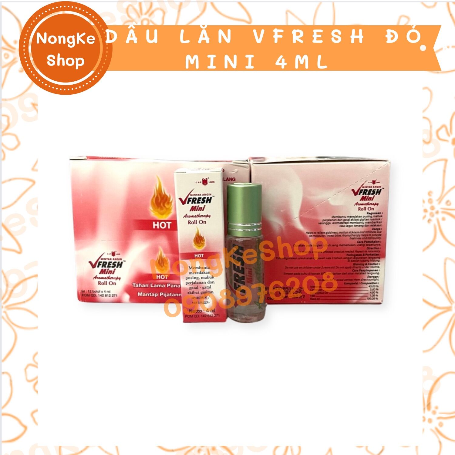 Dầu lăn vfresh đỏ mini 4ml