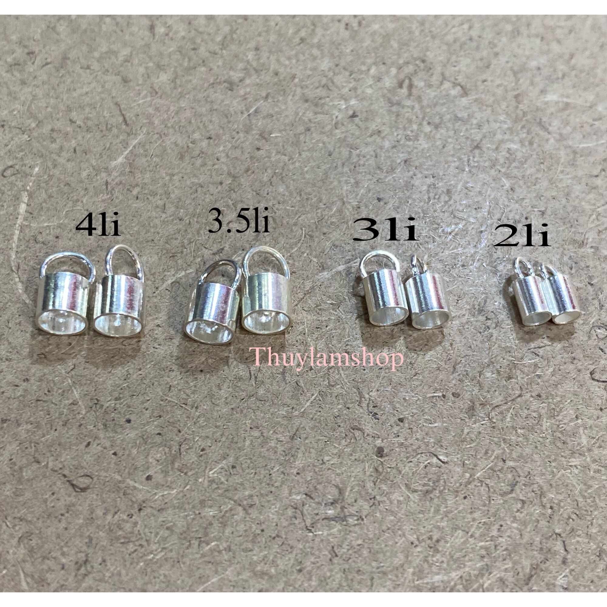 Charm ống bạc bạc s925 bọc dây làm vòng(1 cặp)