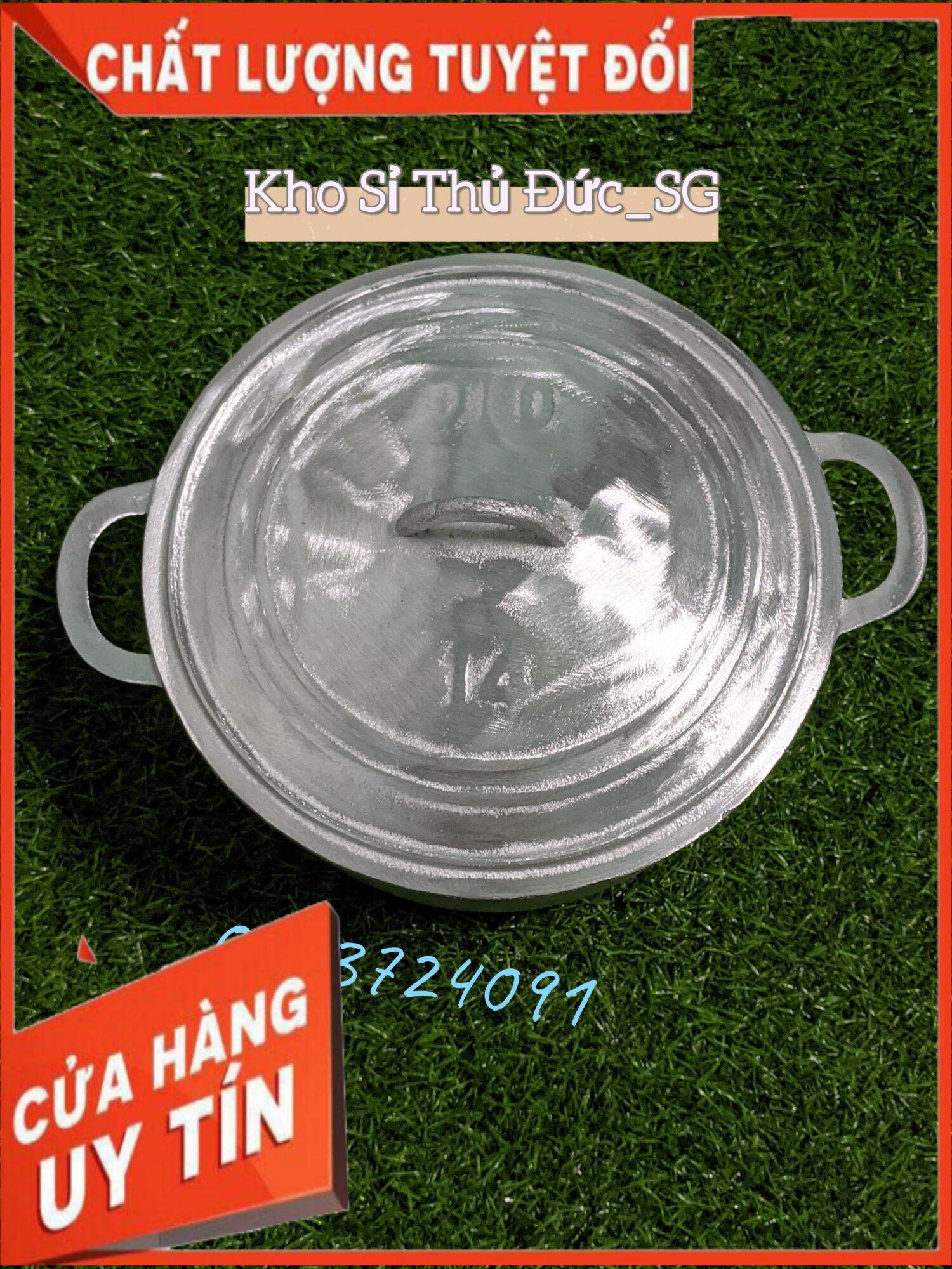 Nồi gang đúc nguyên khối số 14 đường kính 23cm - nồi gang xưa đã dũa bóng siêu đẹp