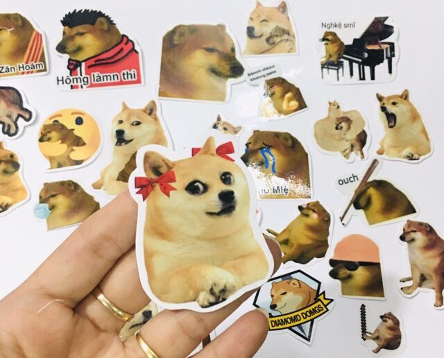 Sticker cheems 30-60 cái ép lụa khác nhau/ hình dán cheems meme