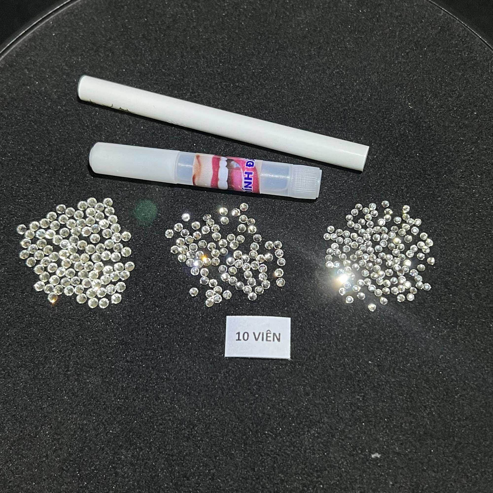 [ mua 2 tặng 1] Combo 10 Viên Đá Đính Răng Tặng Keo Dán và Bút, đá chân bằng, kèm hướng dẫn, dễ dán tại nhà, không cần khoan răng