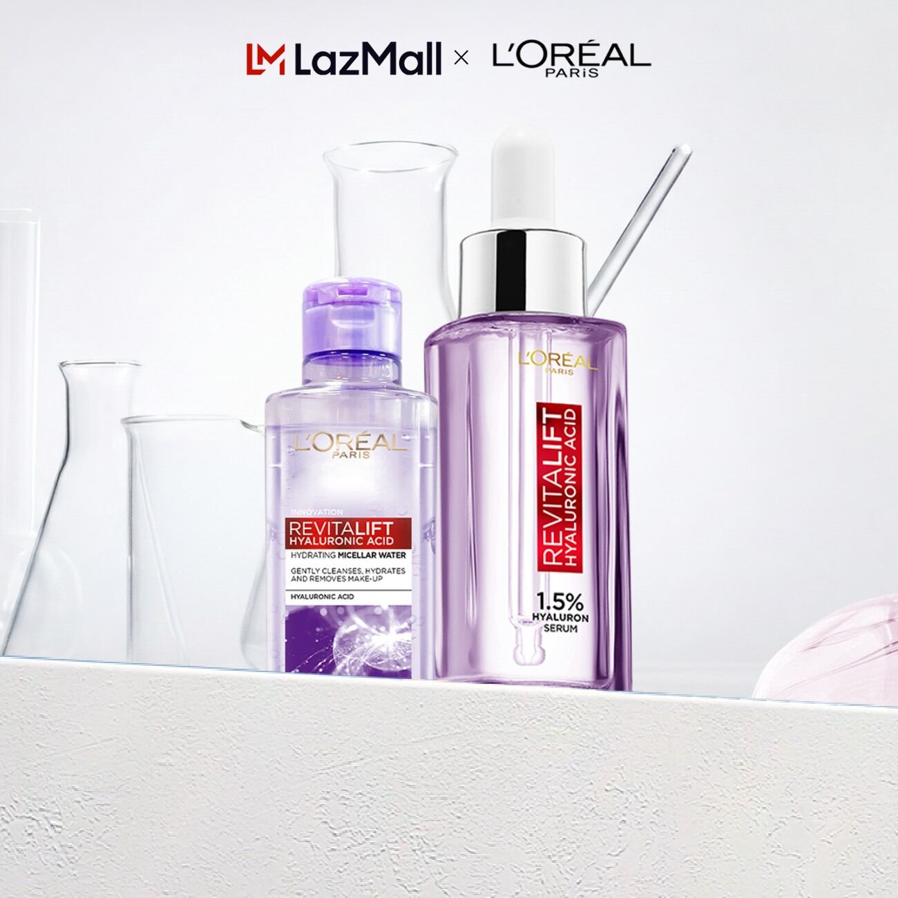 Bộ serum dưỡng ẩm và nước tẩy trang L’Oréal Paris Hyaluronic Acid (30ml+95ml)