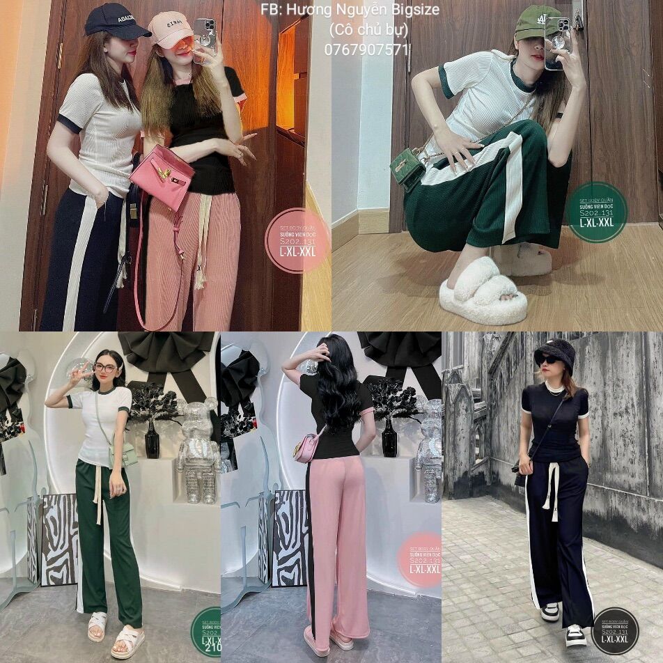 55-90kg bigsize set áo croptop quần suông s202..131