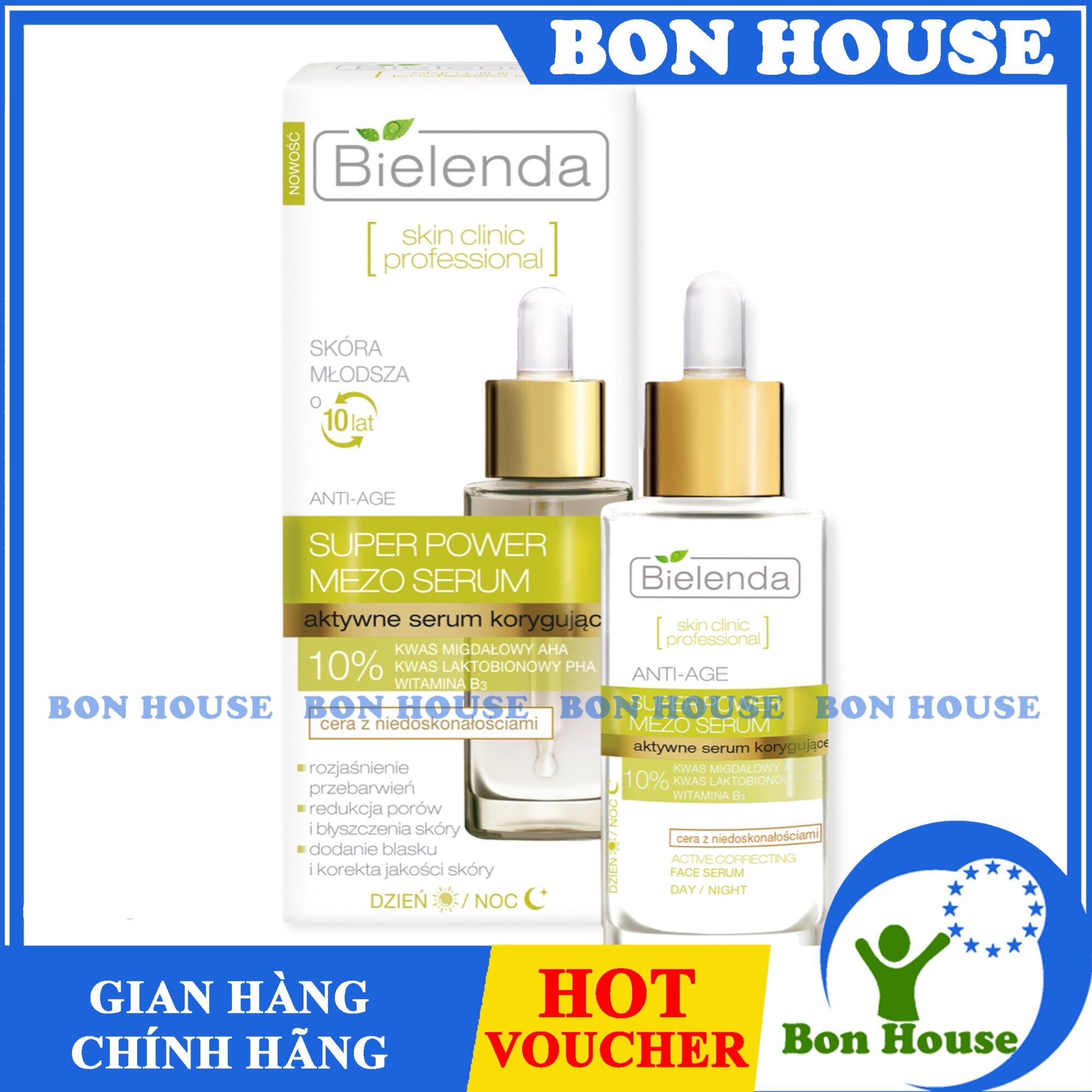 Serum bielenda xanh lá Super Power Mezo Skin Clinic cho da dầu, da mụn