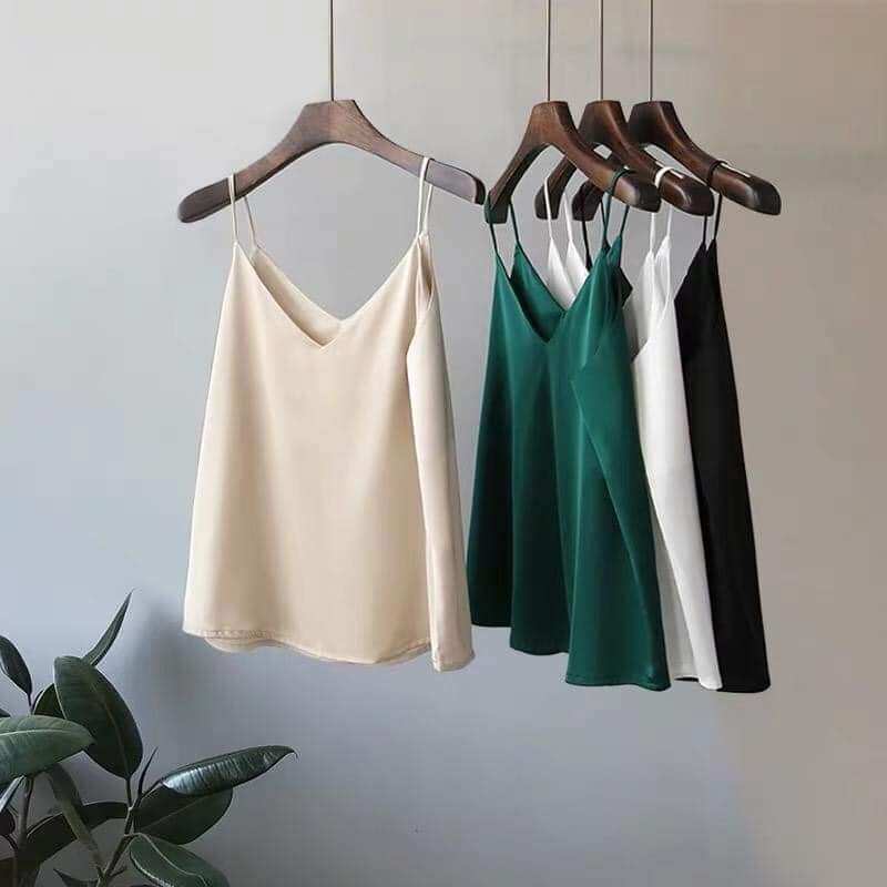 Áo 2 Dây nữ Lụa Hàn cao cấp MADELA, Áo hai dây lụa Vintage