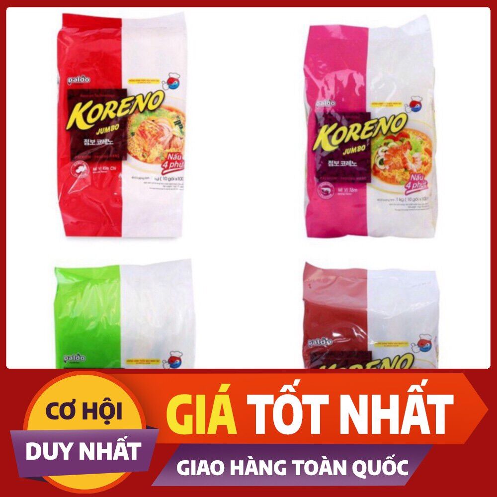Túi 10 gói mì koreno jumbo vị tôm 1kg