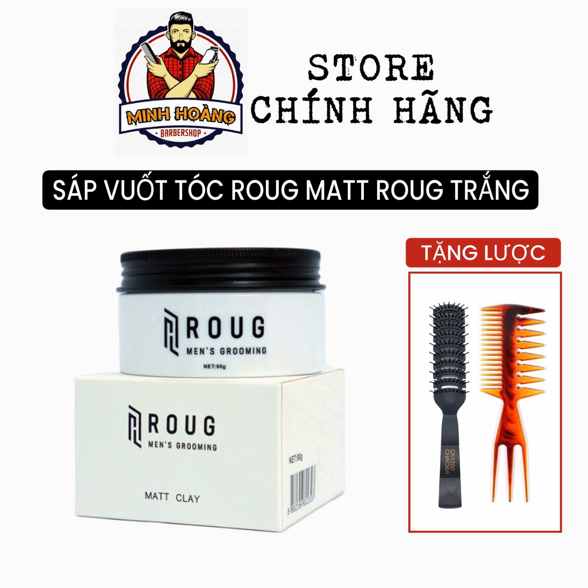 Sáp vuốt tóc Roug Matt Clay, sáp vuốt tóc Roug Trắng hàng chính hãng