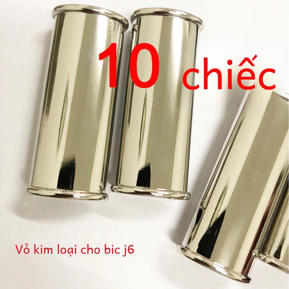10 Cái/bộ DIY Sáng Chrome Bic Bật Lửa Giá Đỡ Bộ Kim Loại Lớn J6 Bao Da Bọc Bằng Tay Vỏ Bảo Vệ Cho Th