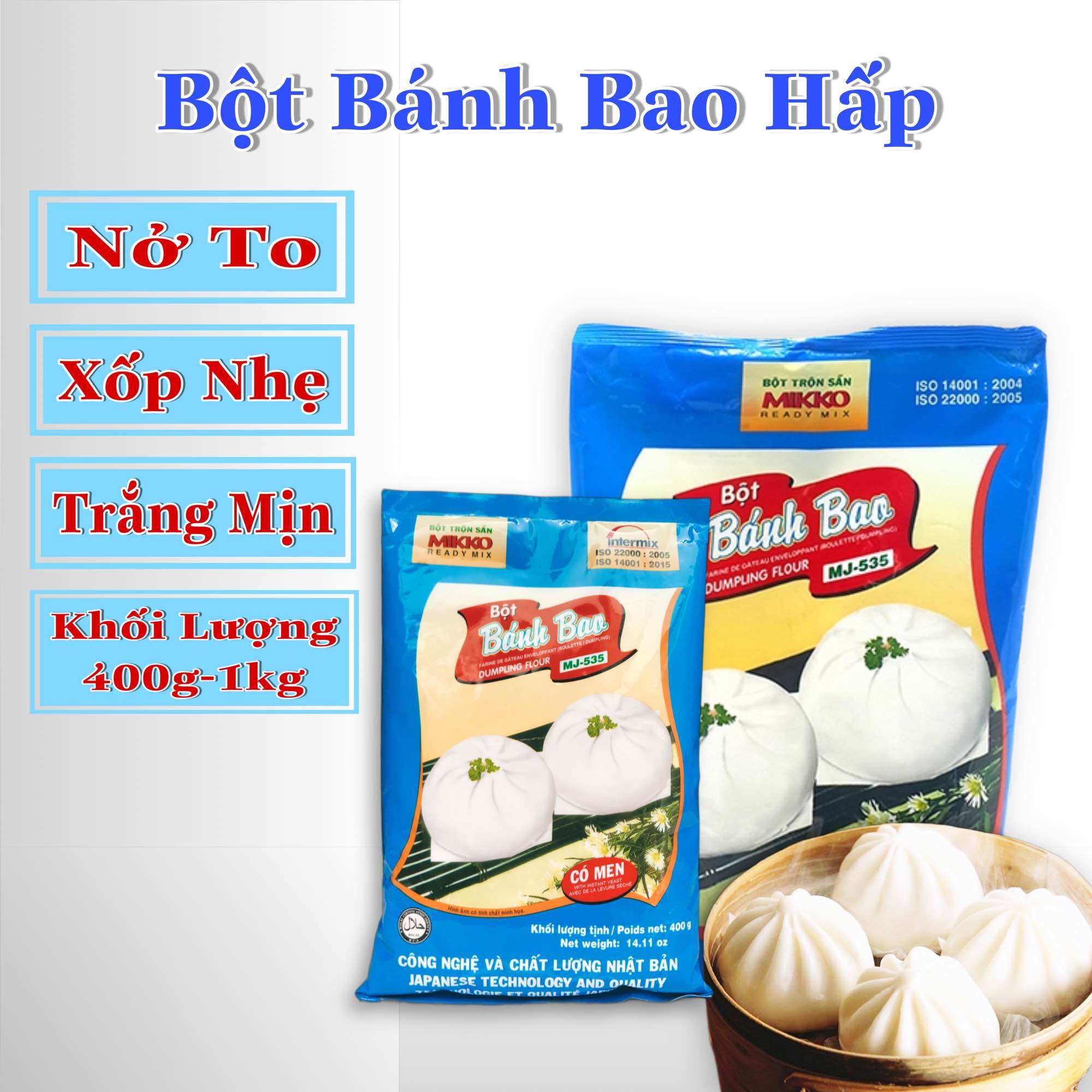 Bột Bánh Bao Hấp Có Sẵn Men Bánh Xốp Nhẹ Nở To Trắng Đẹp Xớ Bánh Mịn Ăn Chay Được Bột Trộn Sẵn Mikko Hương Xưa