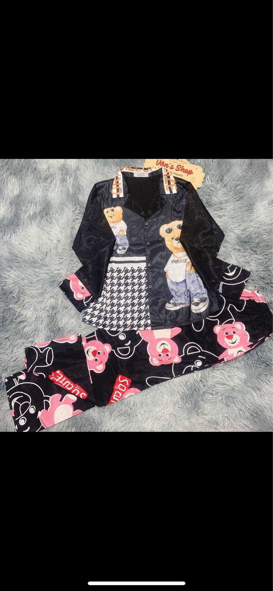 Bộ Pijama tay dài quần dài, LỤA XƯỚC cao cấp, thiết kế sang trọng, in 5D độc đáo