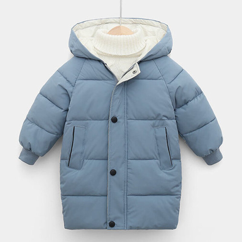Trẻ Em Mùa Đông Có Mũ Snowsuit Áo Khoác Thời Trang Ấm Áp Dày Dài Áo Khoác Cho Bé Trai Bé Gái 3-10Y Unisex Áo Khoác Ngoài Có Khóa Kéo