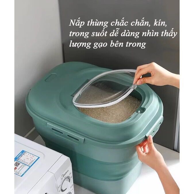 Thùng đựng gạo 25kg gấp gọn mẫu mới cao cấp