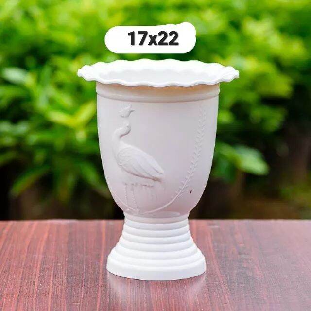 Chậu ly chân đế hoa văn con cò size lớn 22x29cm