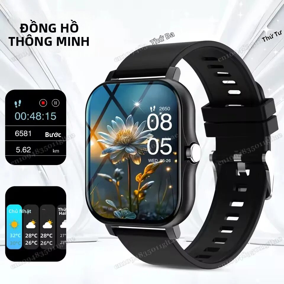 Đồng Hồ Thông Minh Màn Hình HD 2.01 Inch Cuộc Gọi Bluetooth Nam Nữ Chế Độ Thể Thao Theo Dõi Nhịp Tim Cho Android iOS