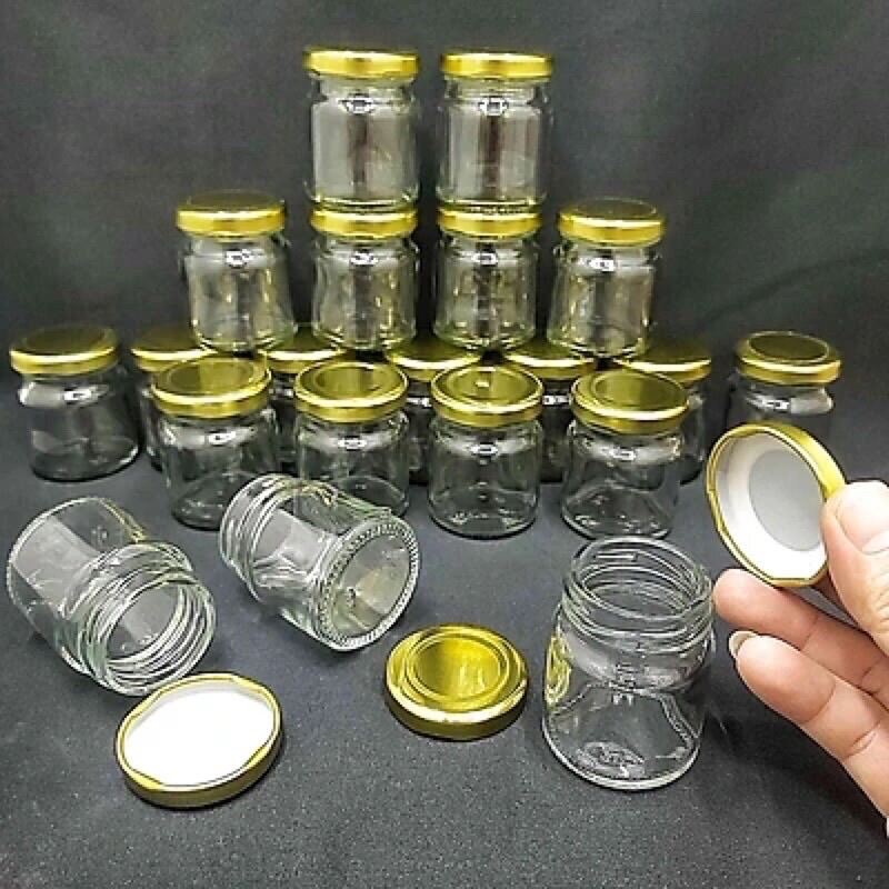 Bộ 10 hũ thủy tinh tròn nắp thiếc 75ml dùng chưng yến, đựng gia vị, làm sữa chua
