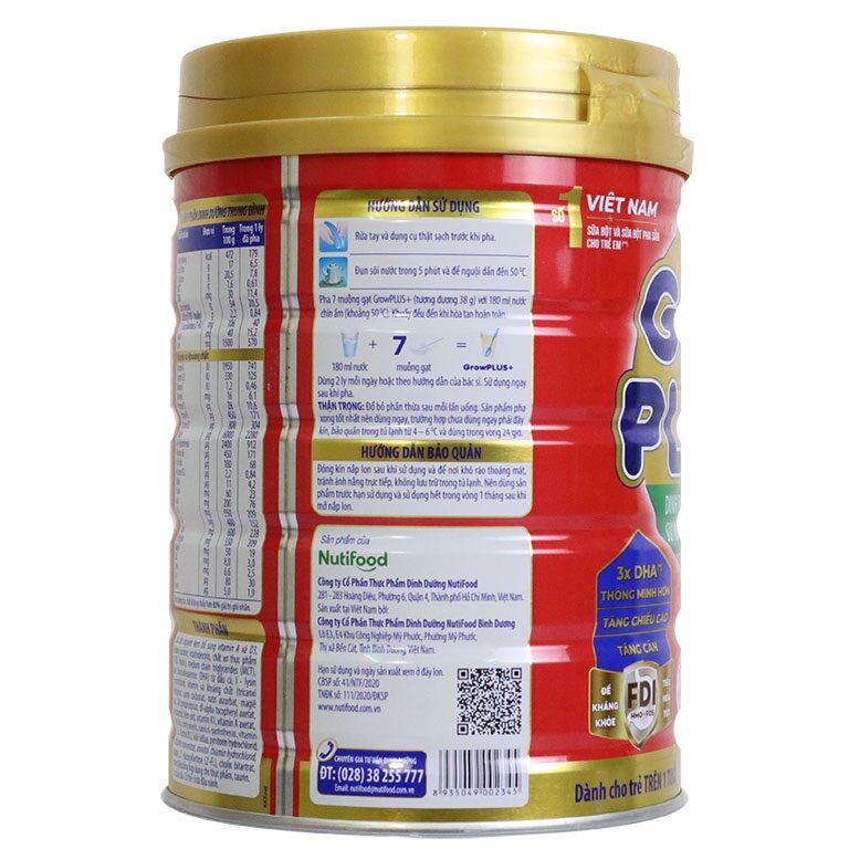 Sữa bột Nutifood Grow Plus+ Đỏ 900g