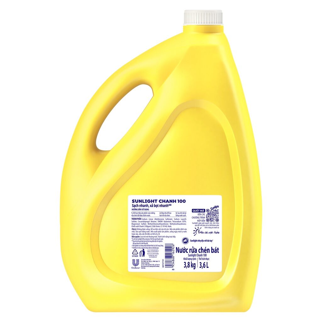 Nước Rửa Chén Sunlight Chanh can 3,6kg