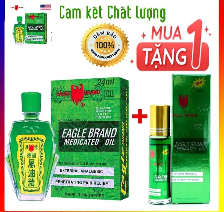 [Shop xịn] Dầu Gió Xanh Mỹ 2 Nắp Eagle Brand Medicated hàng thật thơm lâu. Tặng kèm 1 chai dầu lăn xanh. giá rẻ