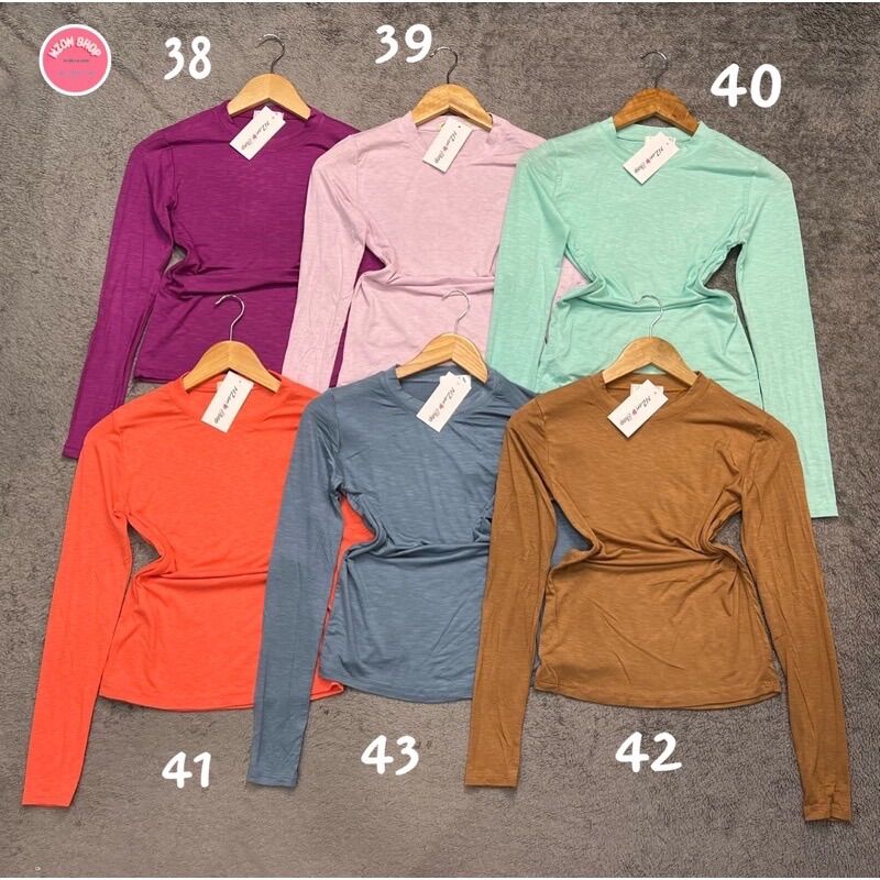 Combo 3 áo thun trơn body cổ tròn tay dài