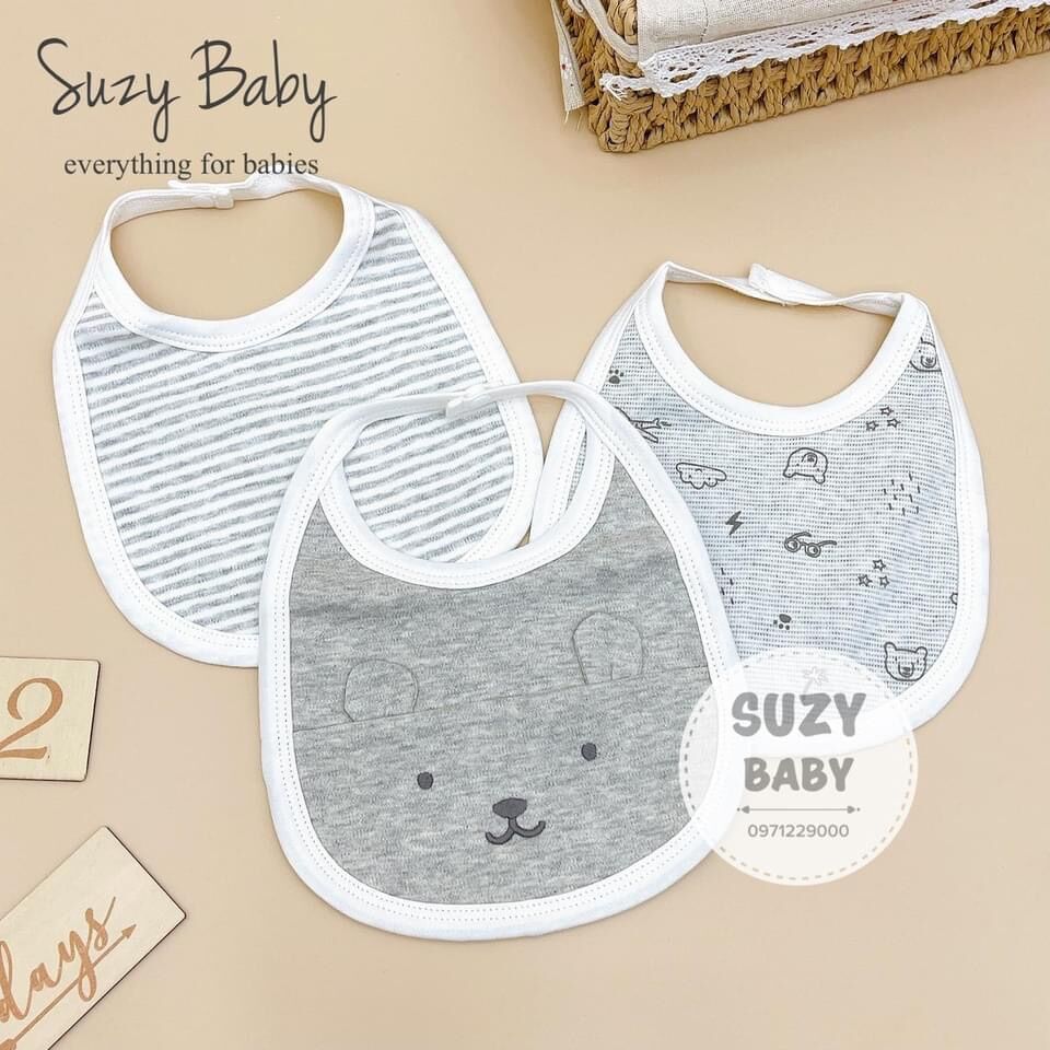 Set 3 yếm tròn bấm dây momcare cho bé