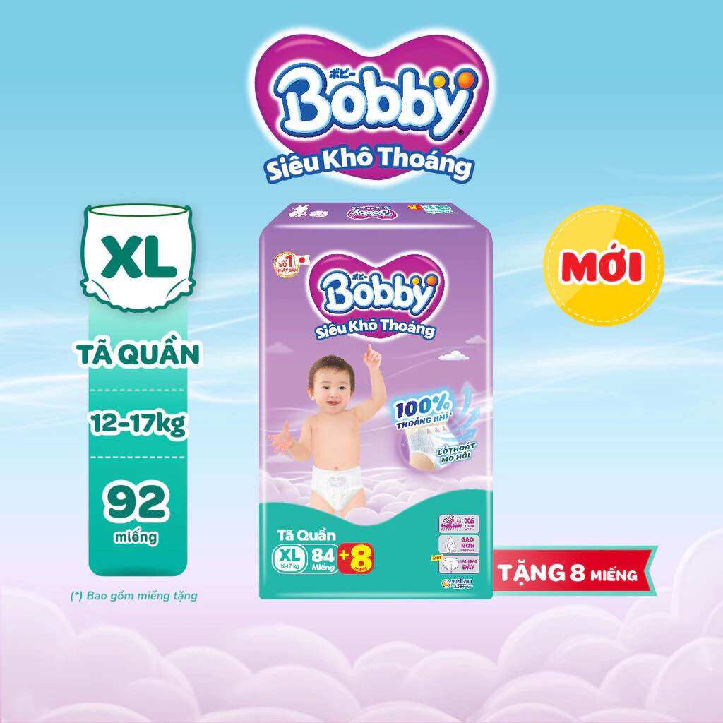 [Miễn ship] Tã/bỉm quần Bobby Gạo non Organic L96+8( date mới)