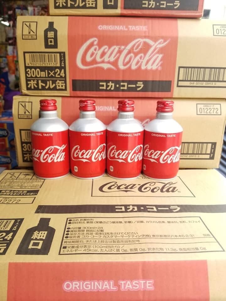 Thùng 24 lon coca - cola nhật nắp vặn chai nhôm 300ml x 24 date 06/2024