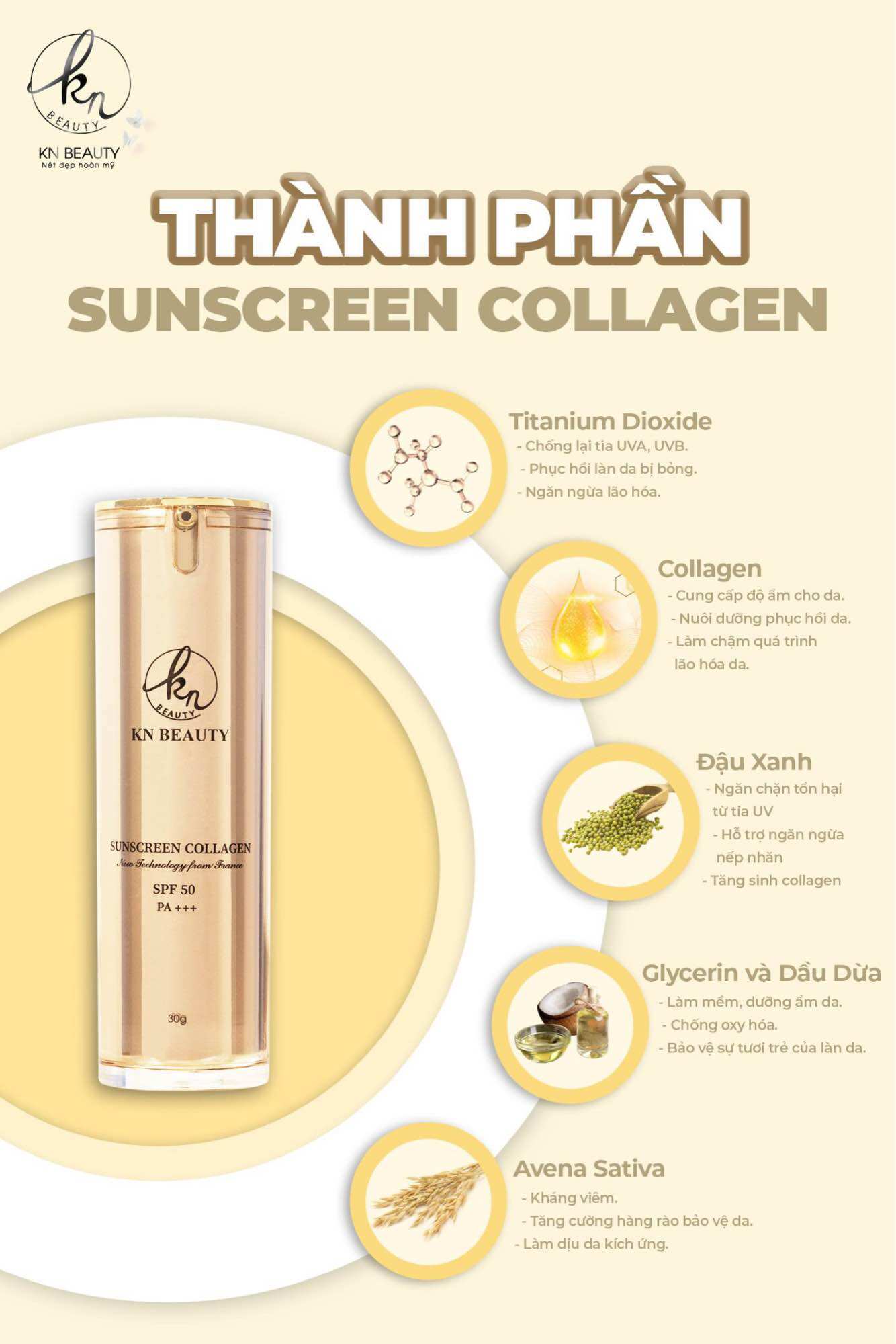 Kem chống nắng kn beauty sunscreen - collagen