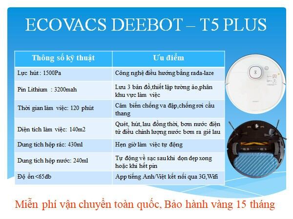 [Trả góp 0%]Robot hút bụi lau nhà Ecovac Deebot T5 NEO/T5plus [hàng trưng bày]