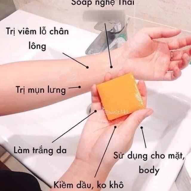 [Hcm]Xà Phòng Soap Nghệ Thái Lan Hỗ Trợ Giảm Mụn Thâm Viêm Nang Lông Trắng Da