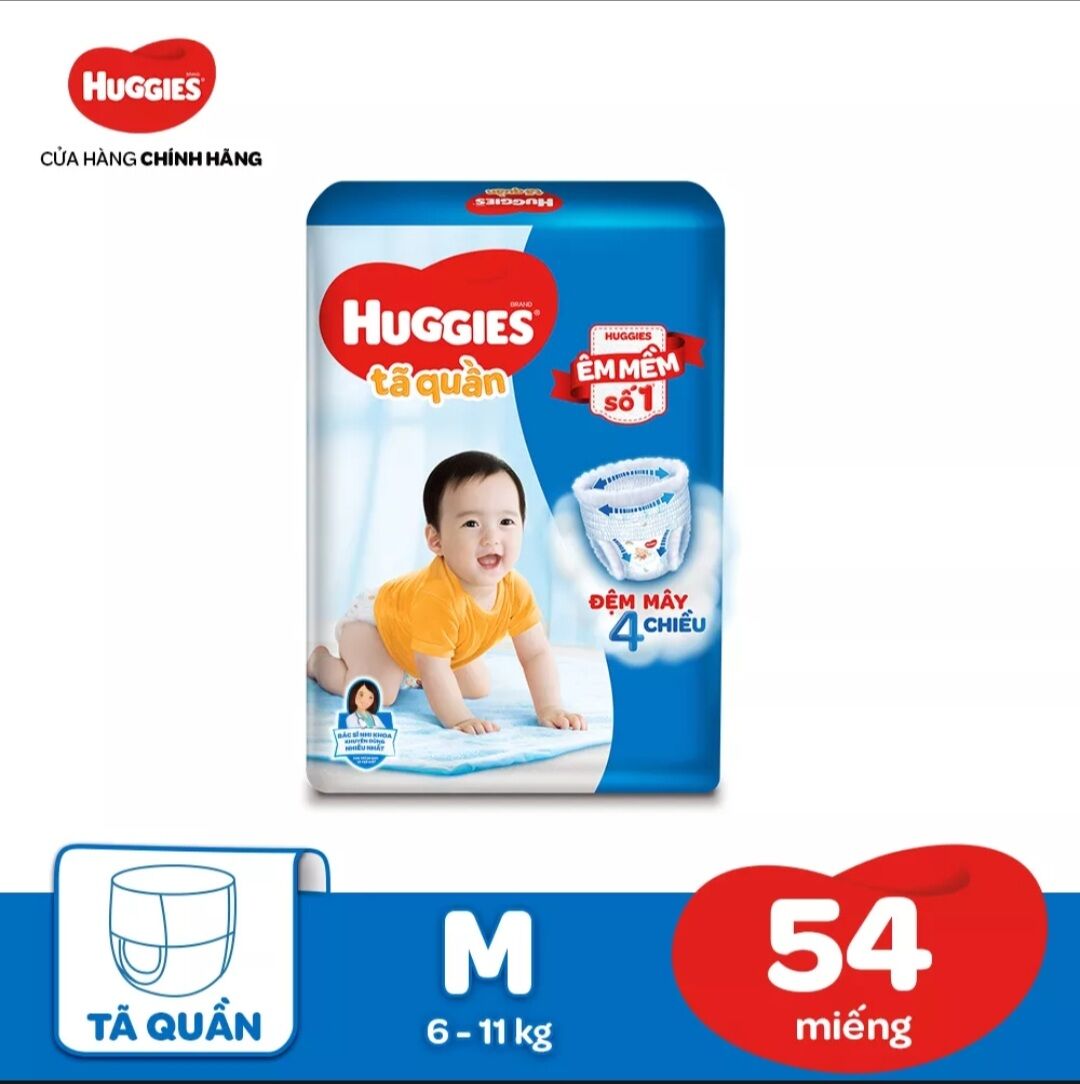 Tã quần Huggies Dry M54 tràm trà