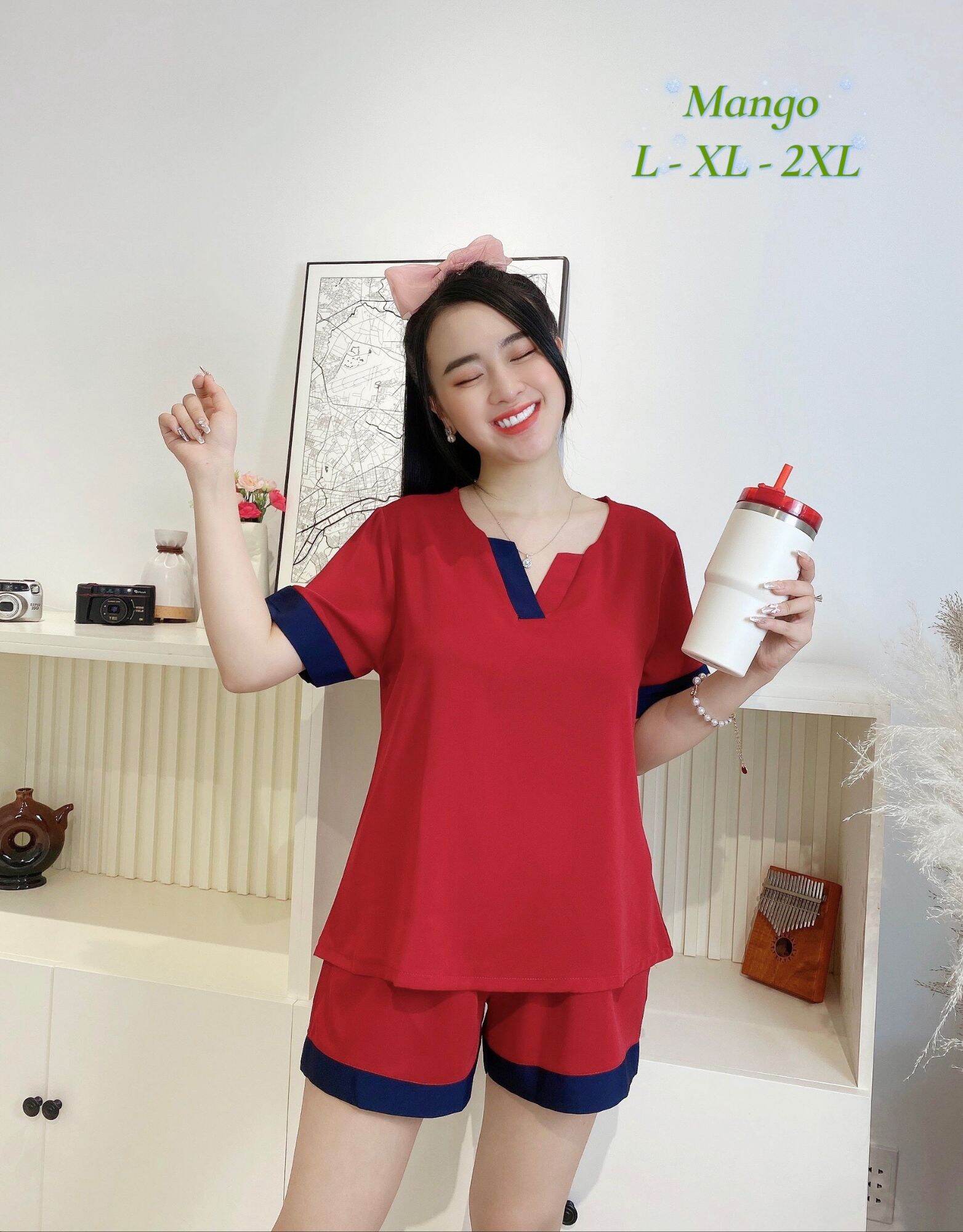 Đồ Bộ Pyjama Nữ Quần Đùi Lụa Mango Mềm Mát🎀Hàng Có Size