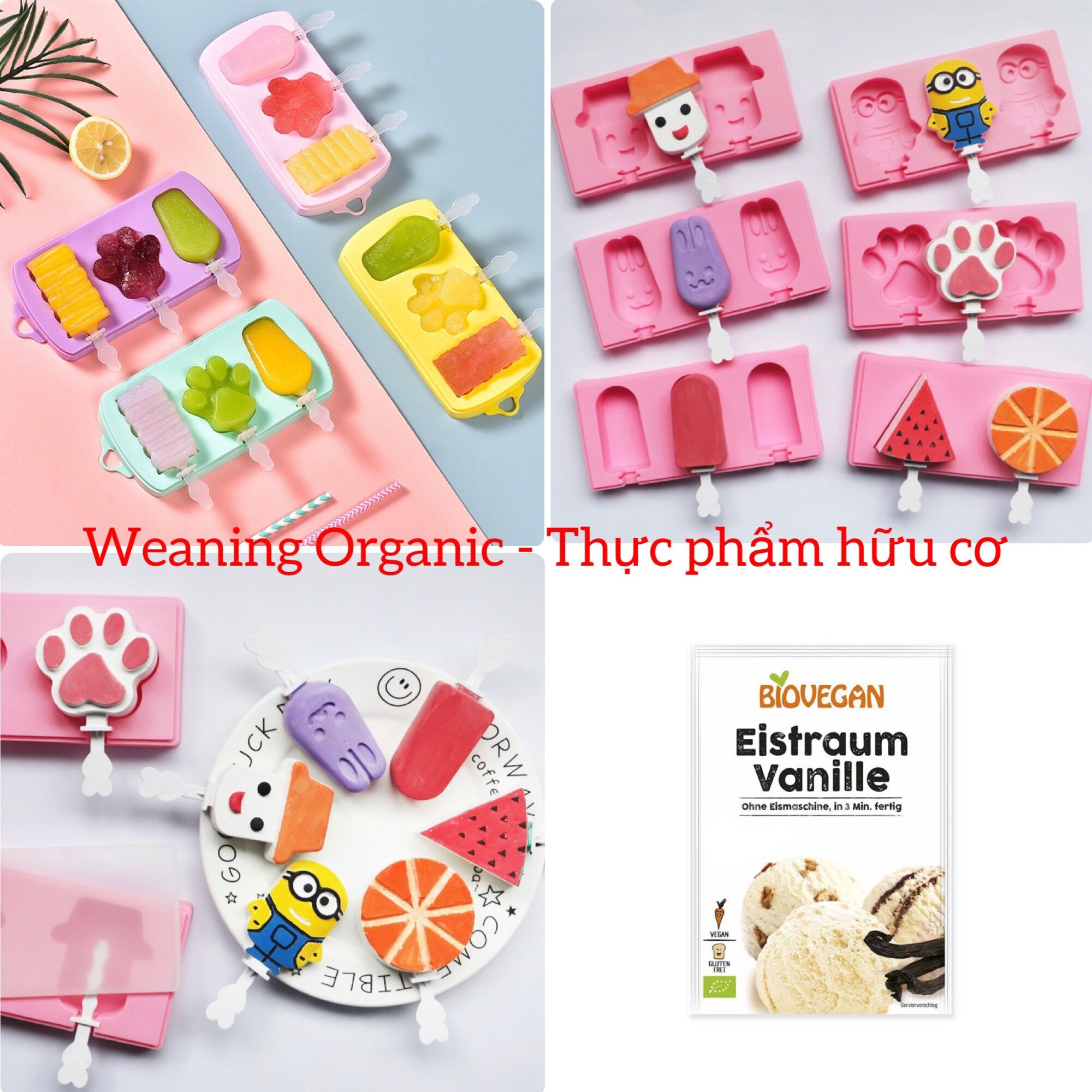 Combo khuôn và bột làm kem hữu cơ cho bé