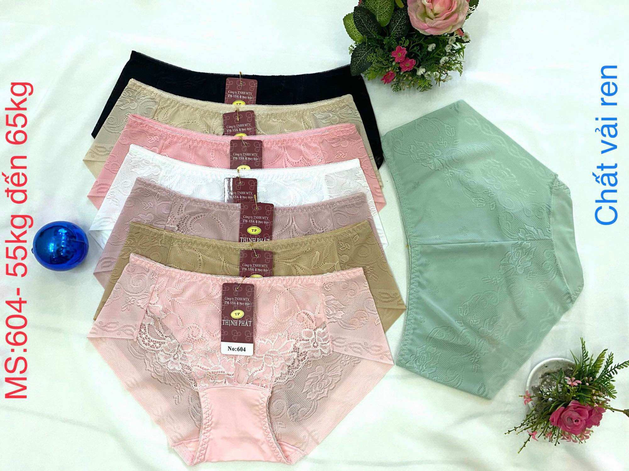 Set 5 Quần lót nữ Thịnh Phát voan ren size 55-67kg, quần chíp nữ cao cấp