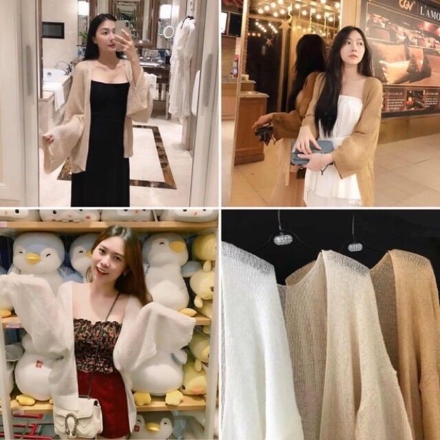 Áo Khoác Cardigan Len Dệt Kim, Áo Khoác Nữ Cardigan Mỏng