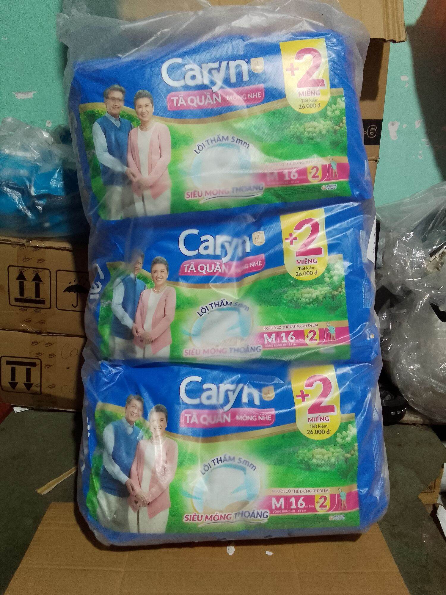 (Tặng 2 miếng) Tã quần người già Caryn size  M 16 +2 miếng ( vòng hong 60-85cm)